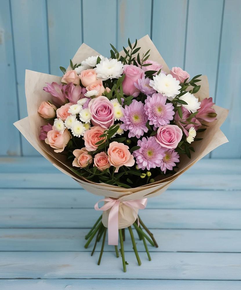 Букет цветов из: Хризантемы, Розы и Альстромерии в Усть-Уде