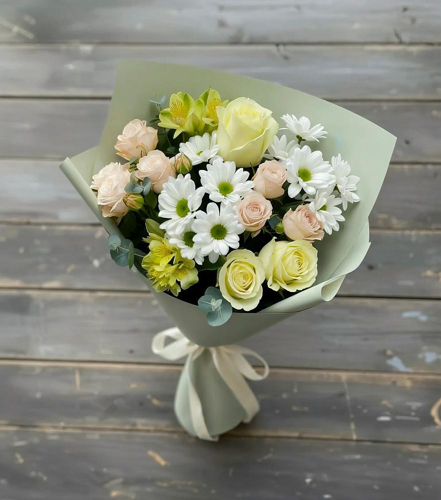 Букет цветов из: Альстромерии, Розы и Хризантемы в Усть-Уде
