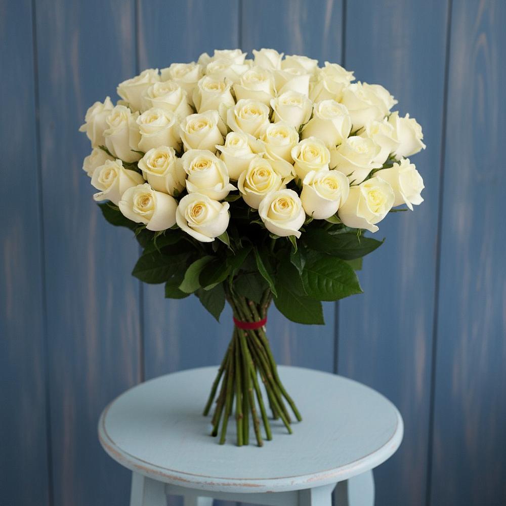 Букет 51 Белая роза Эдлесс Лав в Усть-Уде