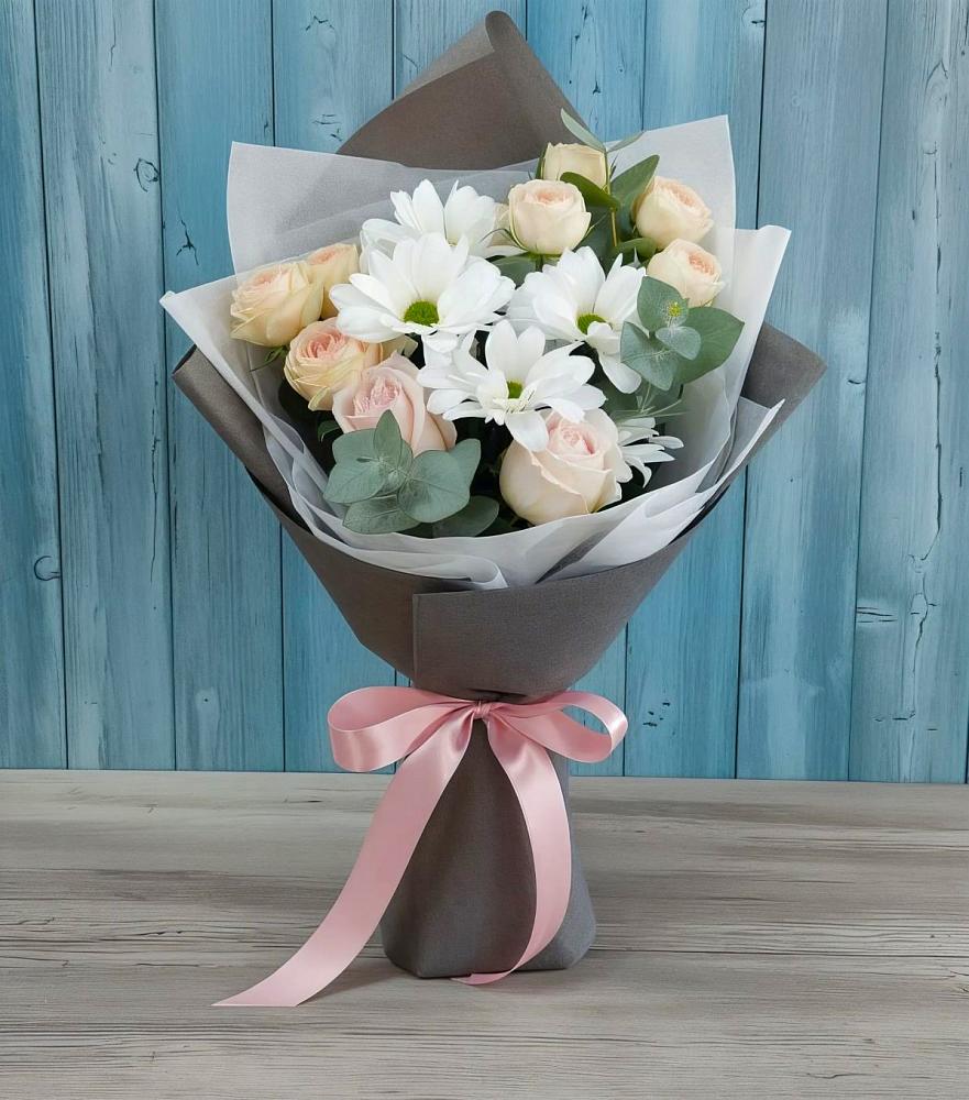 Букет цветов из: Хризантемы и Розы в Усть-Уде