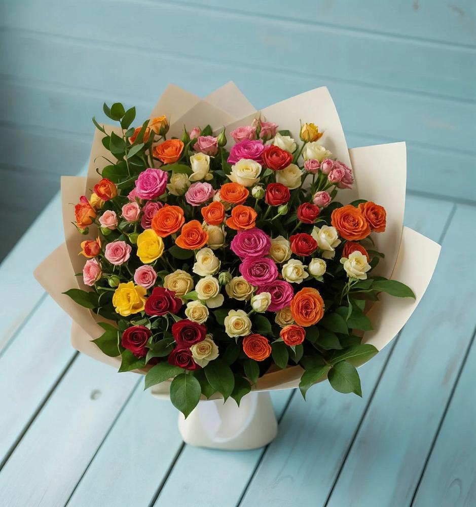 Букет Микс из разноцветных кустовых роз в Усть-Уде