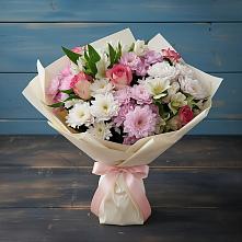 Букет цветов из:  Хризантемы, Альстромерии и Розы в Усть-Уде