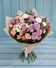 Букет цветов из:  Хризантемы, Розы и Альстромерии в Усть-Уде