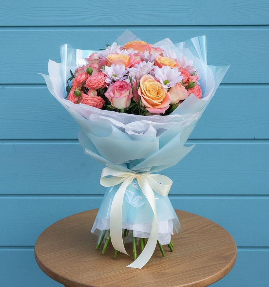 Букет цветов из: Хризантемы и Розы в Усть-Уде