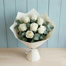 Букет Белые розы в Эвкалипте в Усть-Уде